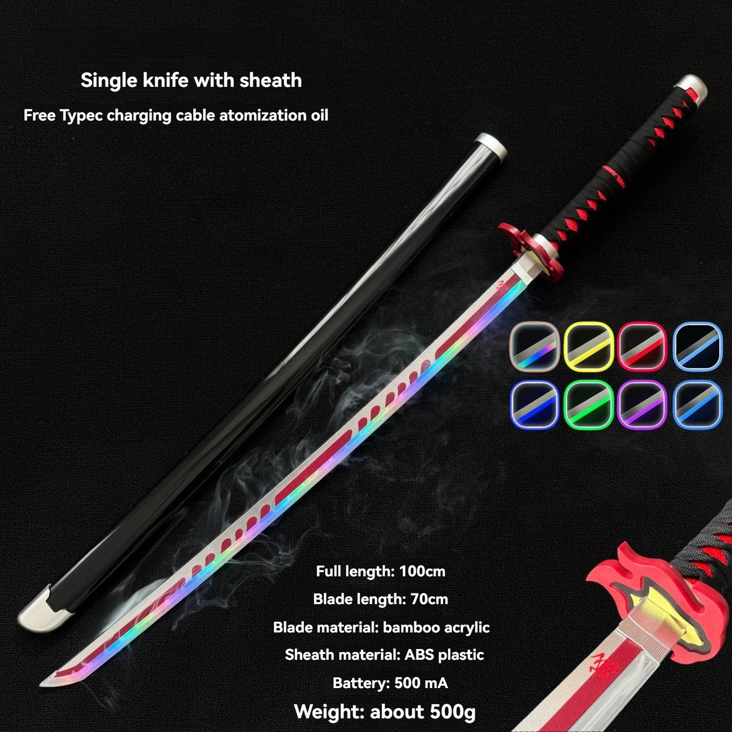 LT Sprayable Luminous Demon Sword Cosplay LED Light up 104cm Sword Large Size Anime Sword Gift