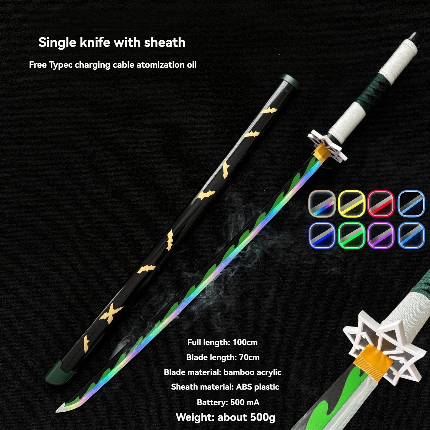 LT Sprayable Luminous Demon Sword Cosplay LED Light up 104cm Sword Large Size Anime Sword Gift