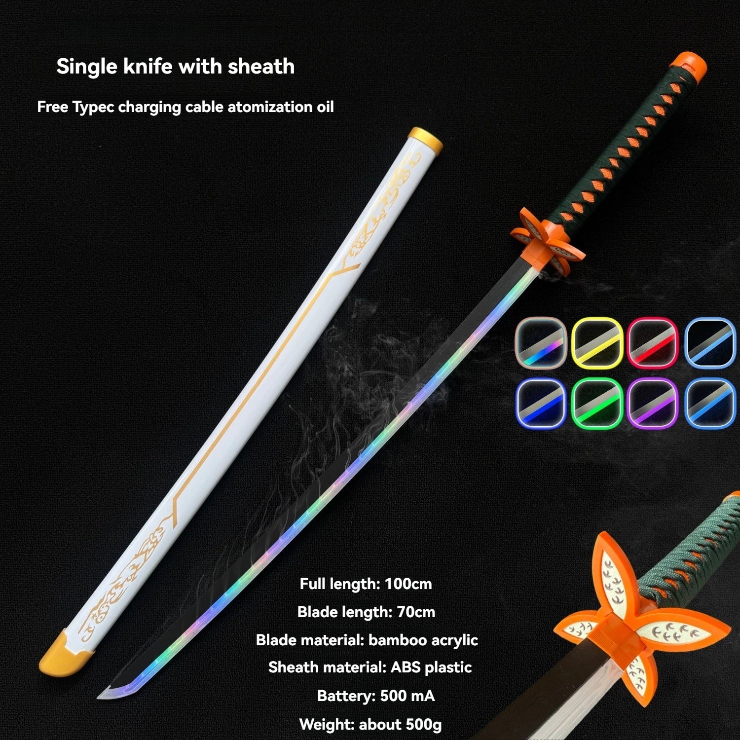 LT Sprayable Luminous Demon Sword Cosplay LED Light up 104cm Sword Large Size Anime Sword Gift