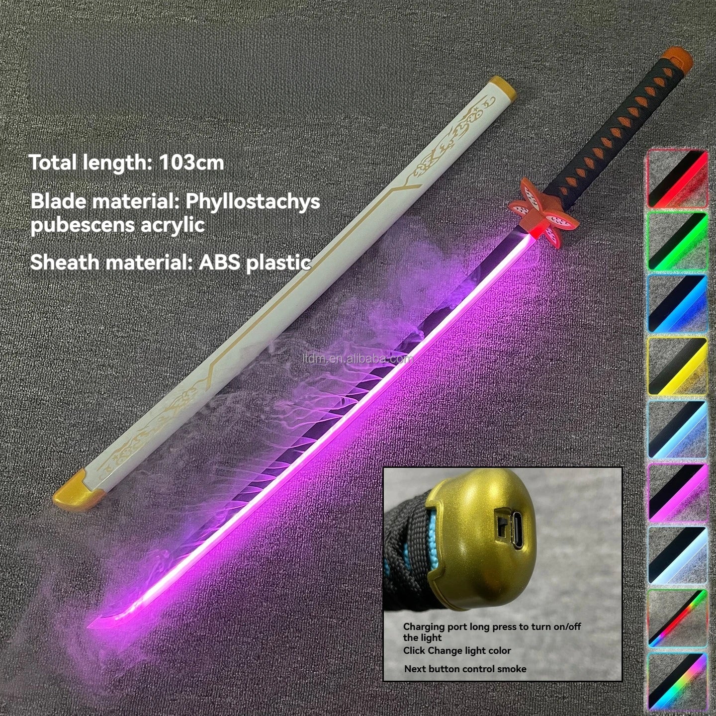 LT Sprayable Luminous Demon Sword Cosplay LED Light up 104cm Sword Large Size Anime Sword Gift