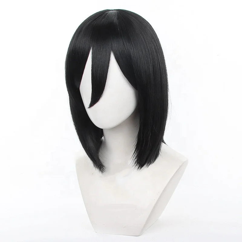 Wholesale Shingeki No Kyojin Wig Cosplay 35cm Short Black Synthetic Anime Halloween Party Mikasa Ackerman Cosplay Wig