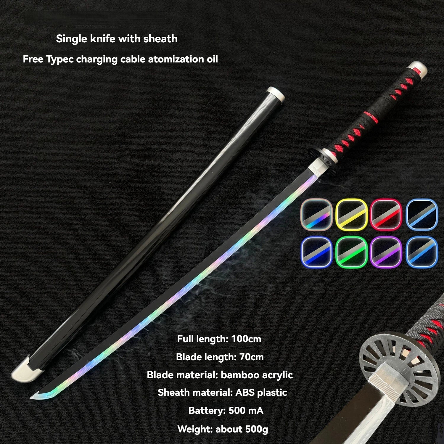 LT Sprayable Luminous Demon Sword Cosplay LED Light up 104cm Sword Large Size Anime Sword Gift