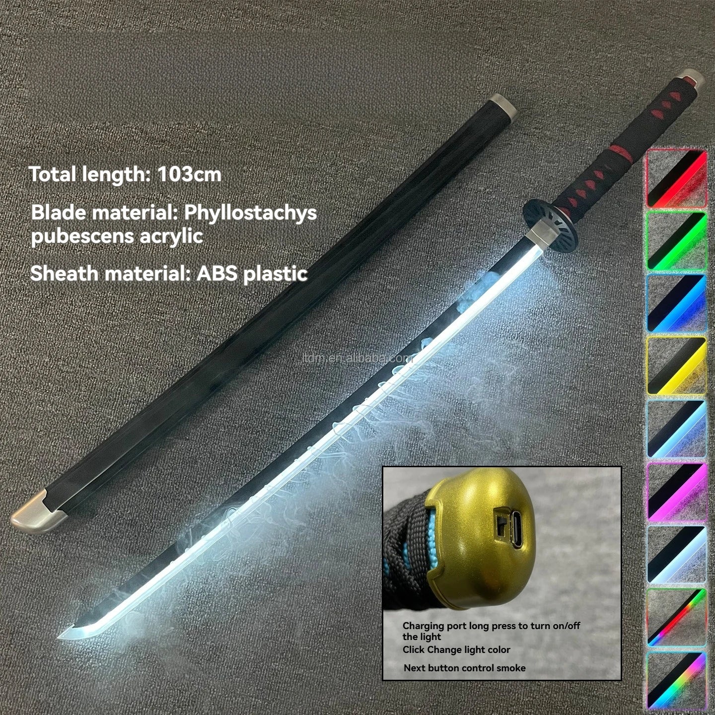 LT Sprayable Luminous Demon Sword Cosplay LED Light up 104cm Sword Large Size Anime Sword Gift