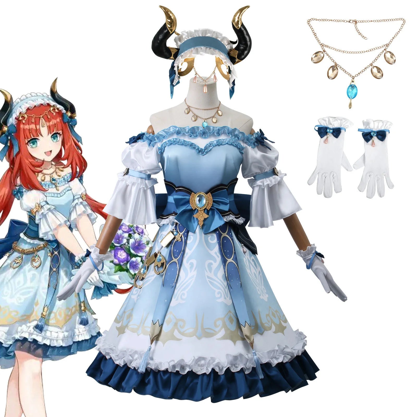 For Genshin Impact Cosplay Costume-Full Set Anime Dress for Adults and Girls Japanese Collaboration by Nilou