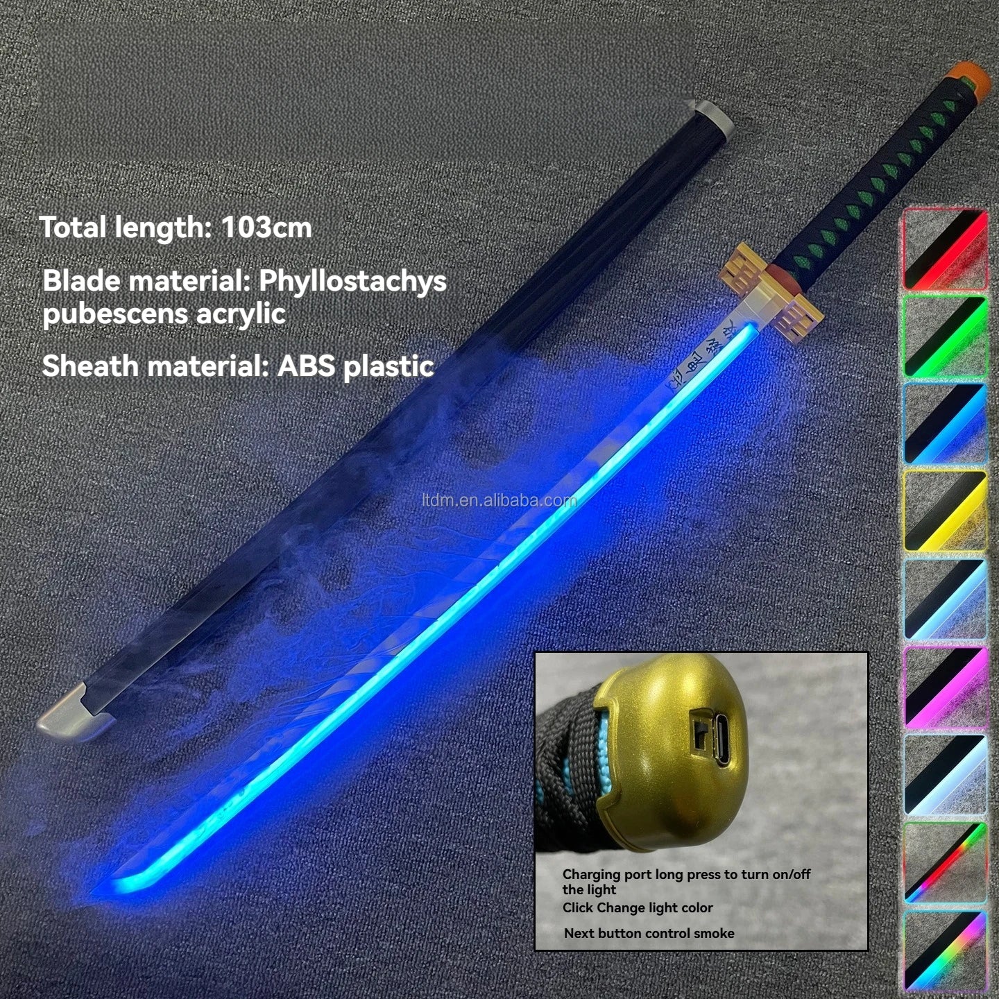 LT Sprayable Luminous Demon Sword Cosplay LED Light up 104cm Sword Large Size Anime Sword Gift