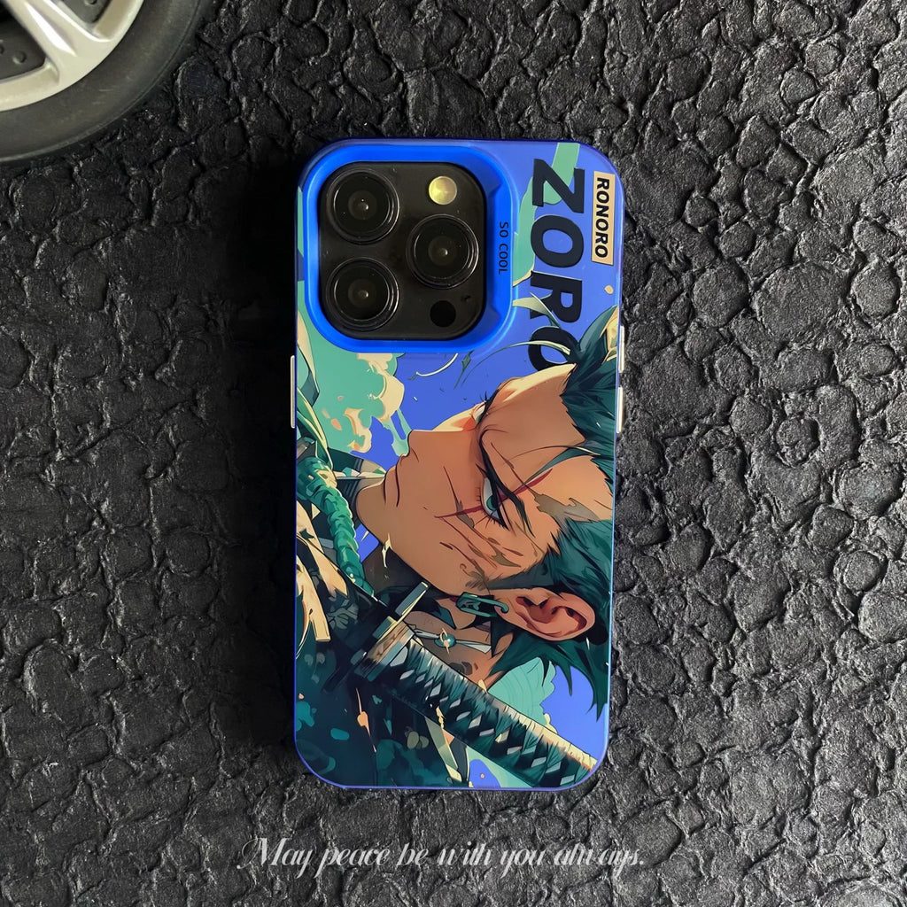 Stylish Anime Zoro Printed PC Phone Case Shell for iPhone XS/XR for iPhone 7/8/11/12/13/14/15/16 Pro Max Cartoon Character