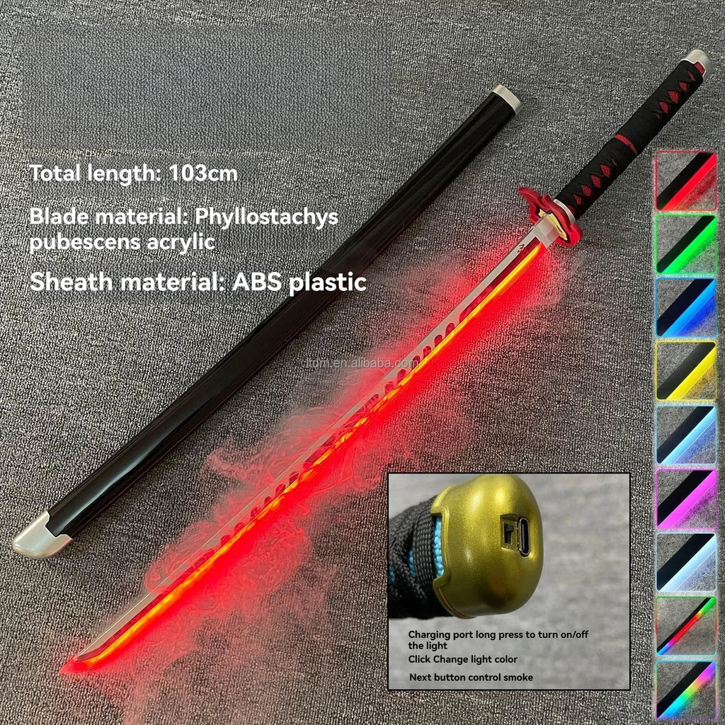 LT Sprayable Luminous Demon Sword Cosplay LED Light up 104cm Sword Large Size Anime Sword Gift