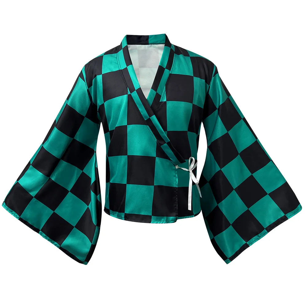 L Ready to Ship Halloween Anime Costume Kamado Tanjiro Nezuko Cosplay Japanese Kimonos Anime Convention Carnival Easter Costume
