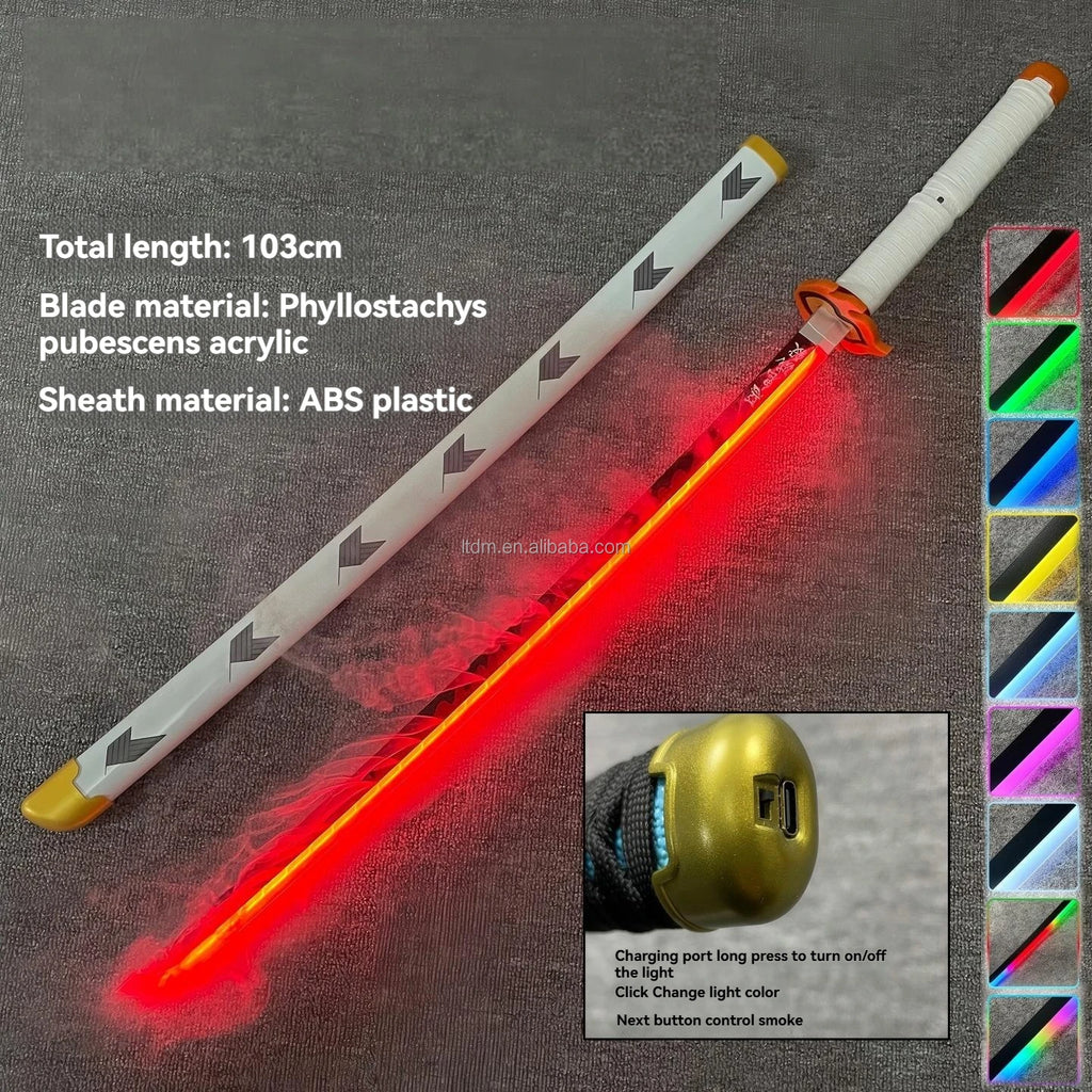 LT Sprayable Luminous Demon Sword Cosplay LED Light up 104cm Sword Large Size Anime Sword Gift