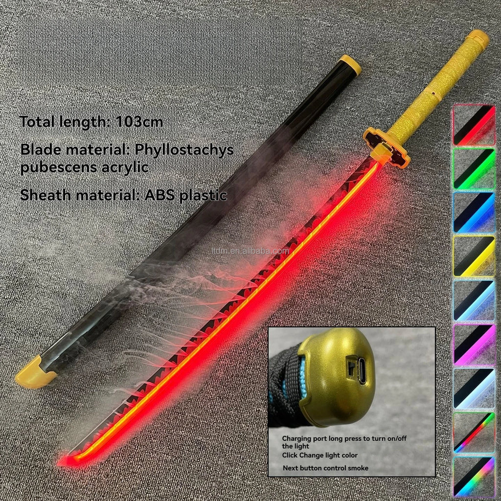 LT Sprayable Luminous Demon Sword Cosplay LED Light up 104cm Sword Large Size Anime Sword Gift