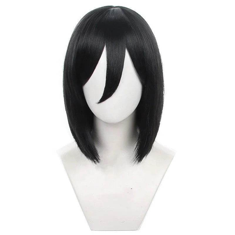 Wholesale Shingeki No Kyojin Wig Cosplay 35cm Short Black Synthetic Anime Halloween Party Mikasa Ackerman Cosplay Wig