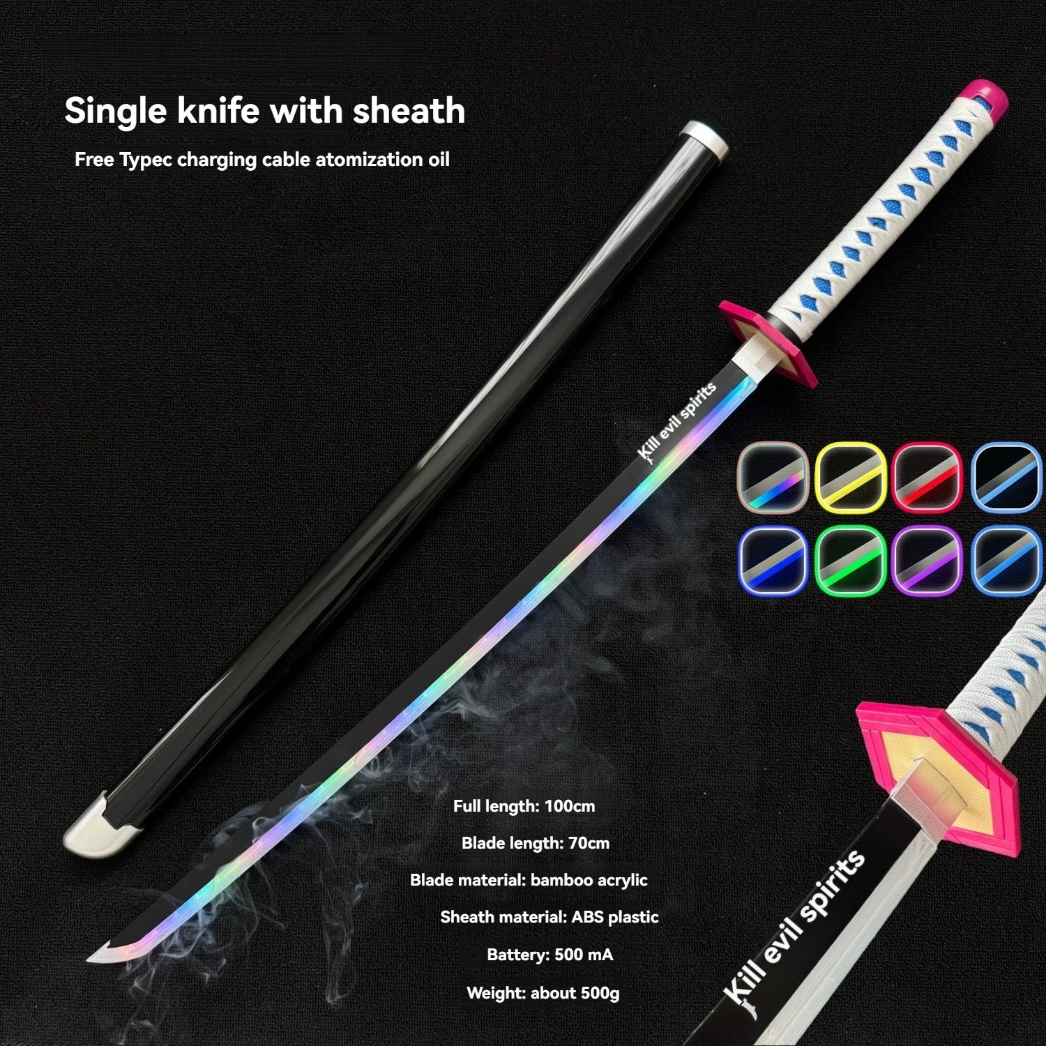 LT Sprayable Luminous Demon Sword Cosplay LED Light up 104cm Sword Large Size Anime Sword Gift