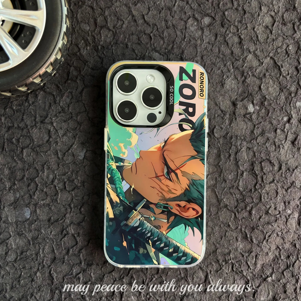 Stylish Anime Zoro Printed PC Phone Case Shell for iPhone XS/XR for iPhone 7/8/11/12/13/14/15/16 Pro Max Cartoon Character