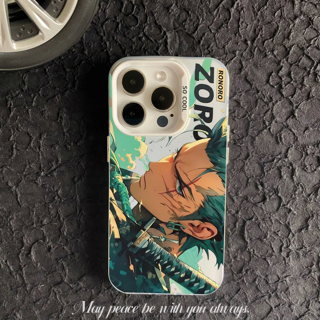 Stylish Anime Zoro Printed PC Phone Case Shell for iPhone XS/XR for iPhone 7/8/11/12/13/14/15/16 Pro Max Cartoon Character