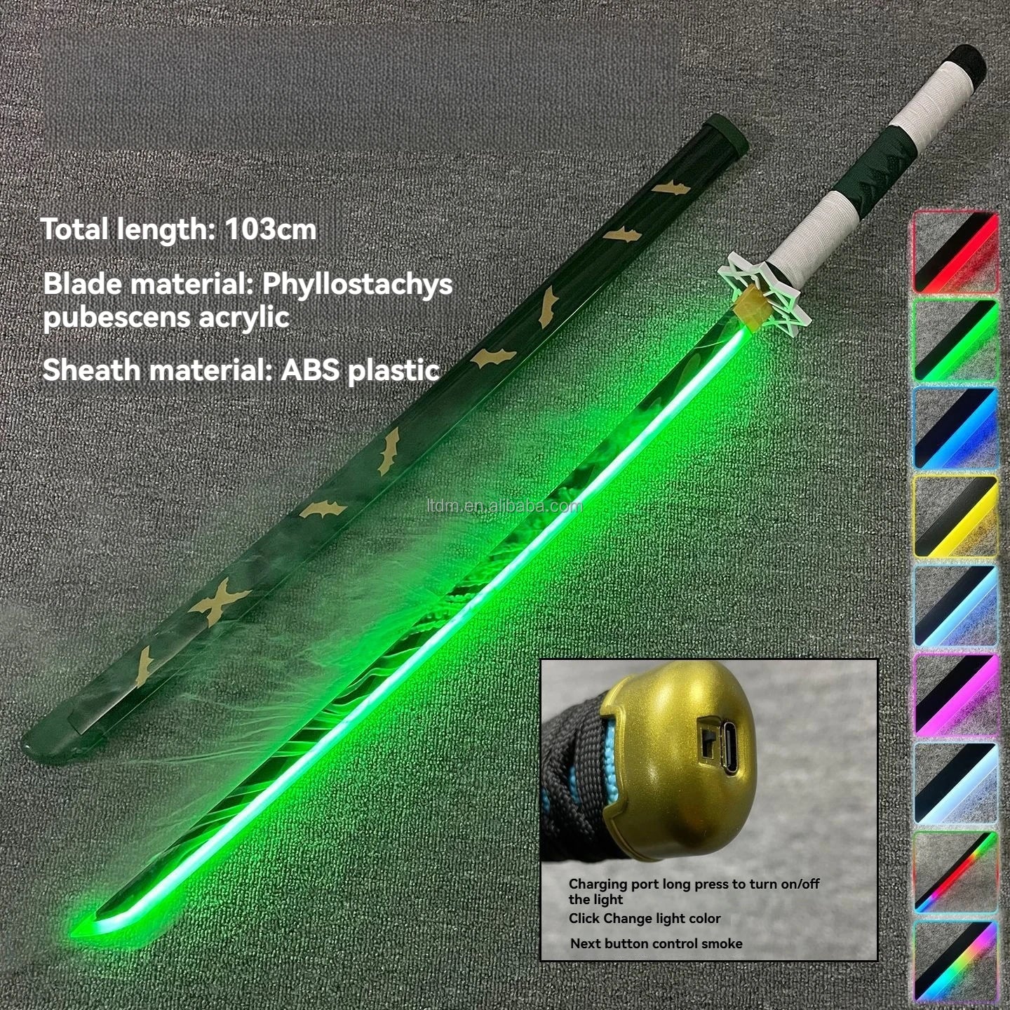 LT Sprayable Luminous Demon Sword Cosplay LED Light up 104cm Sword Large Size Anime Sword Gift