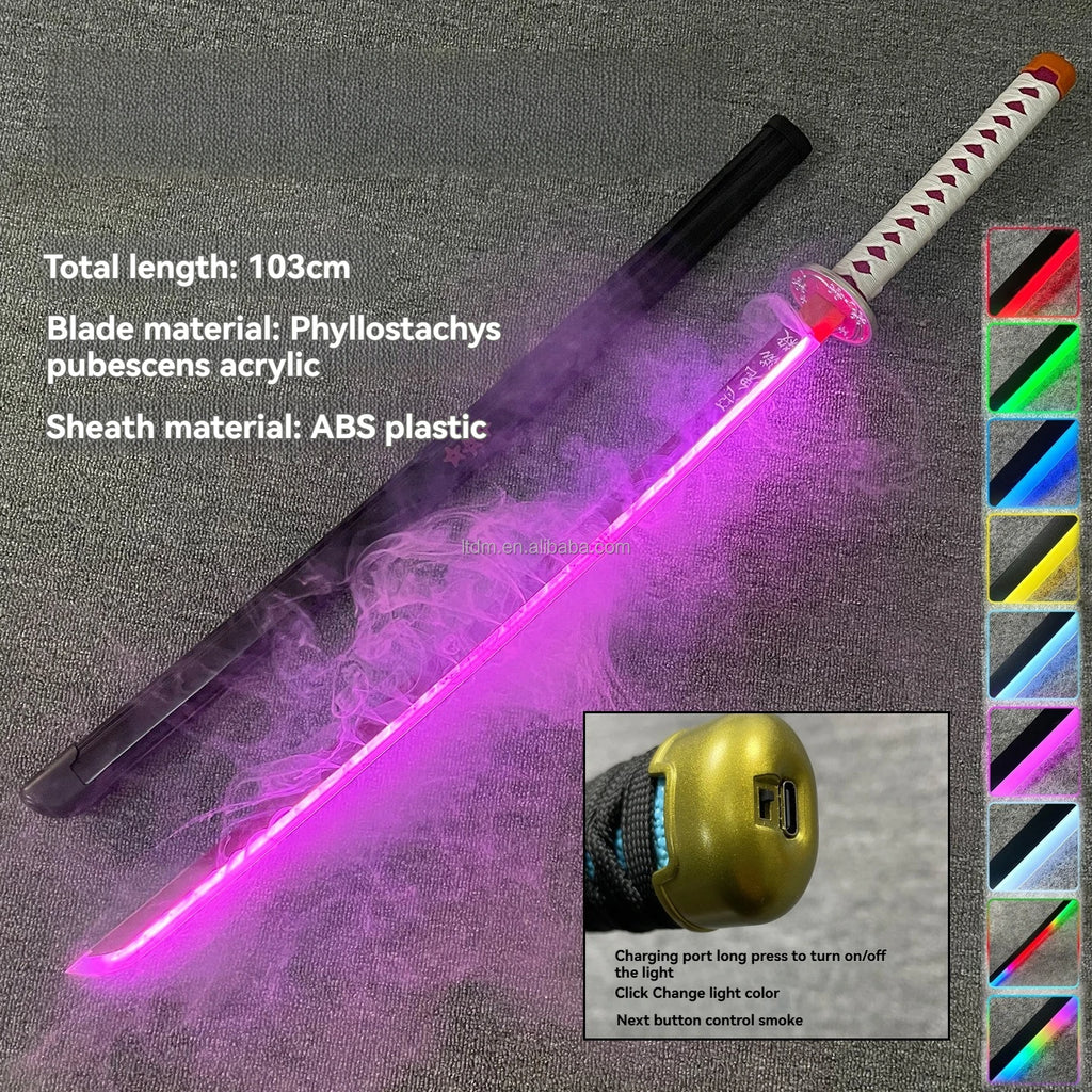 LT Sprayable Luminous Demon Sword Cosplay LED Light up 104cm Sword Large Size Anime Sword Gift