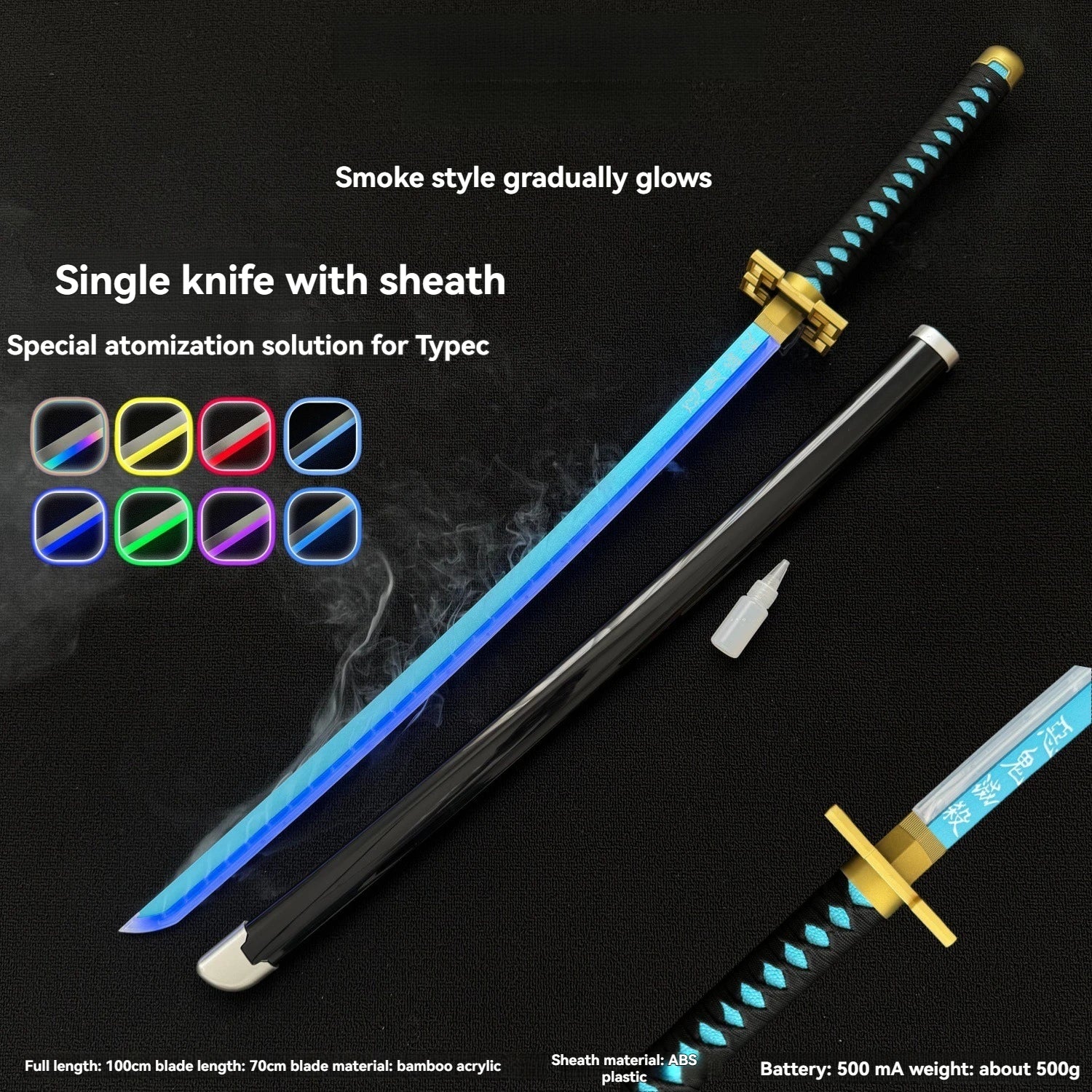 LT Sprayable Luminous Demon Sword Cosplay LED Light up 104cm Sword Large Size Anime Sword Gift
