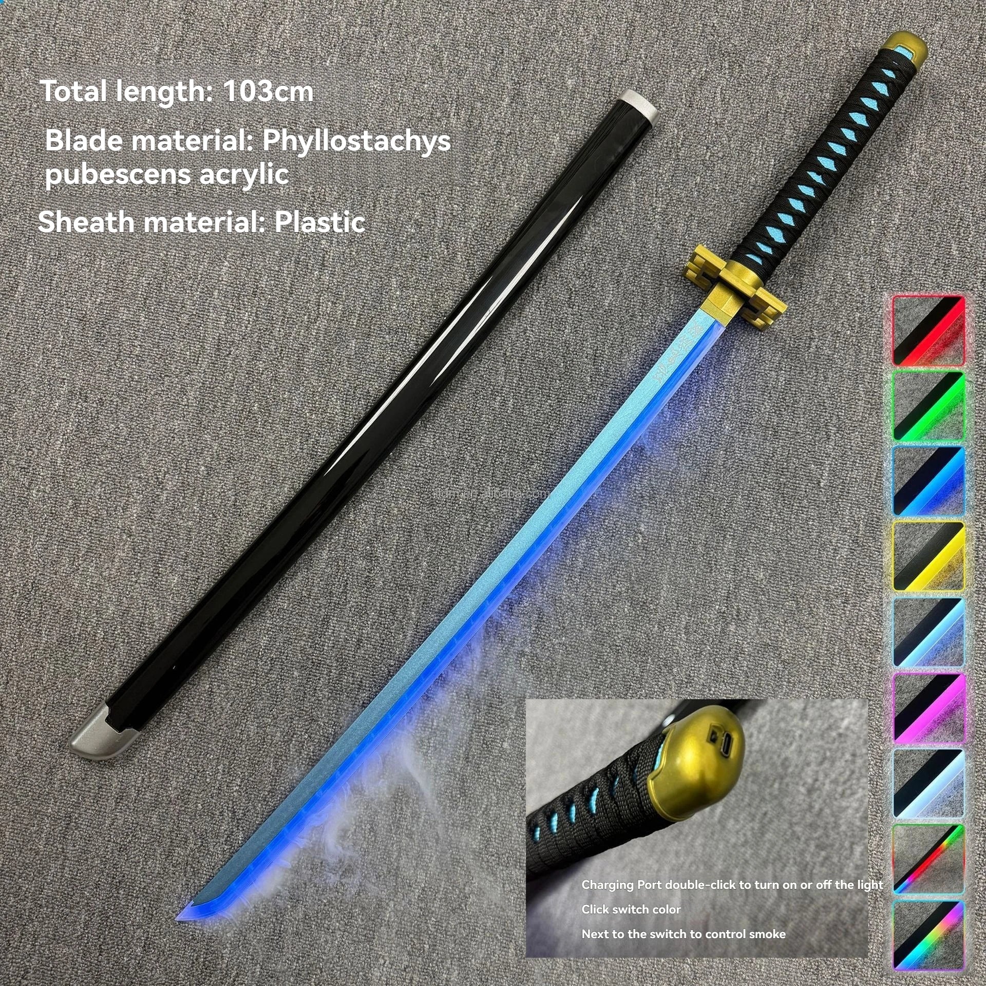 LT Sprayable Luminous Demon Sword Cosplay LED Light up 104cm Sword Large Size Anime Sword Gift