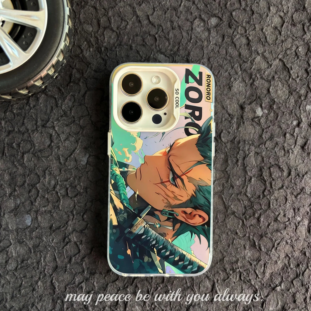Stylish Anime Zoro Printed PC Phone Case Shell for iPhone XS/XR for iPhone 7/8/11/12/13/14/15/16 Pro Max Cartoon Character