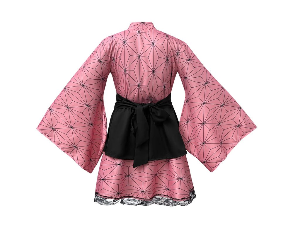 L Ready to Ship Halloween Anime Costume Kamado Tanjiro Nezuko Cosplay Japanese Kimonos Anime Convention Carnival Easter Costume
