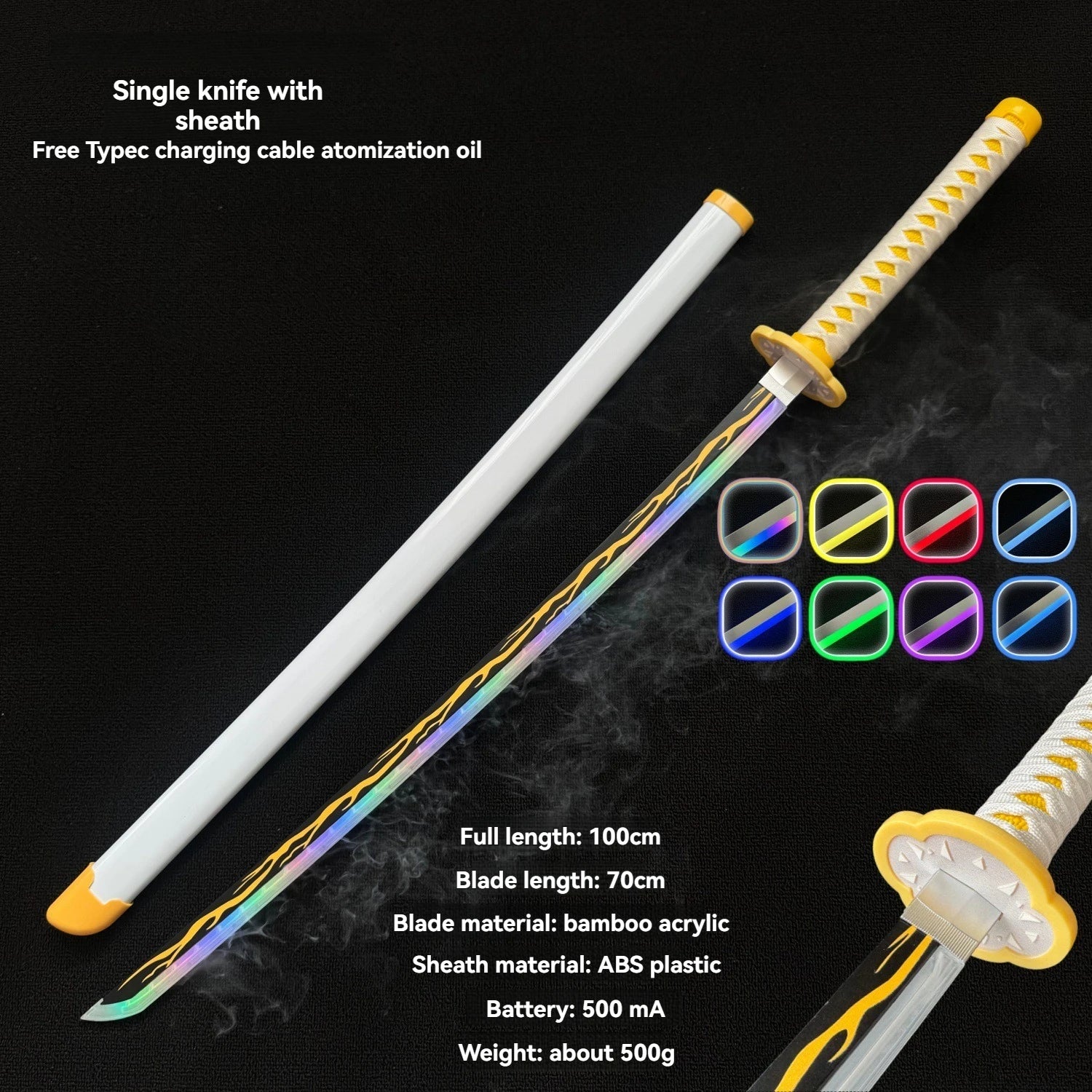 LT Sprayable Luminous Demon Sword Cosplay LED Light up 104cm Sword Large Size Anime Sword Gift