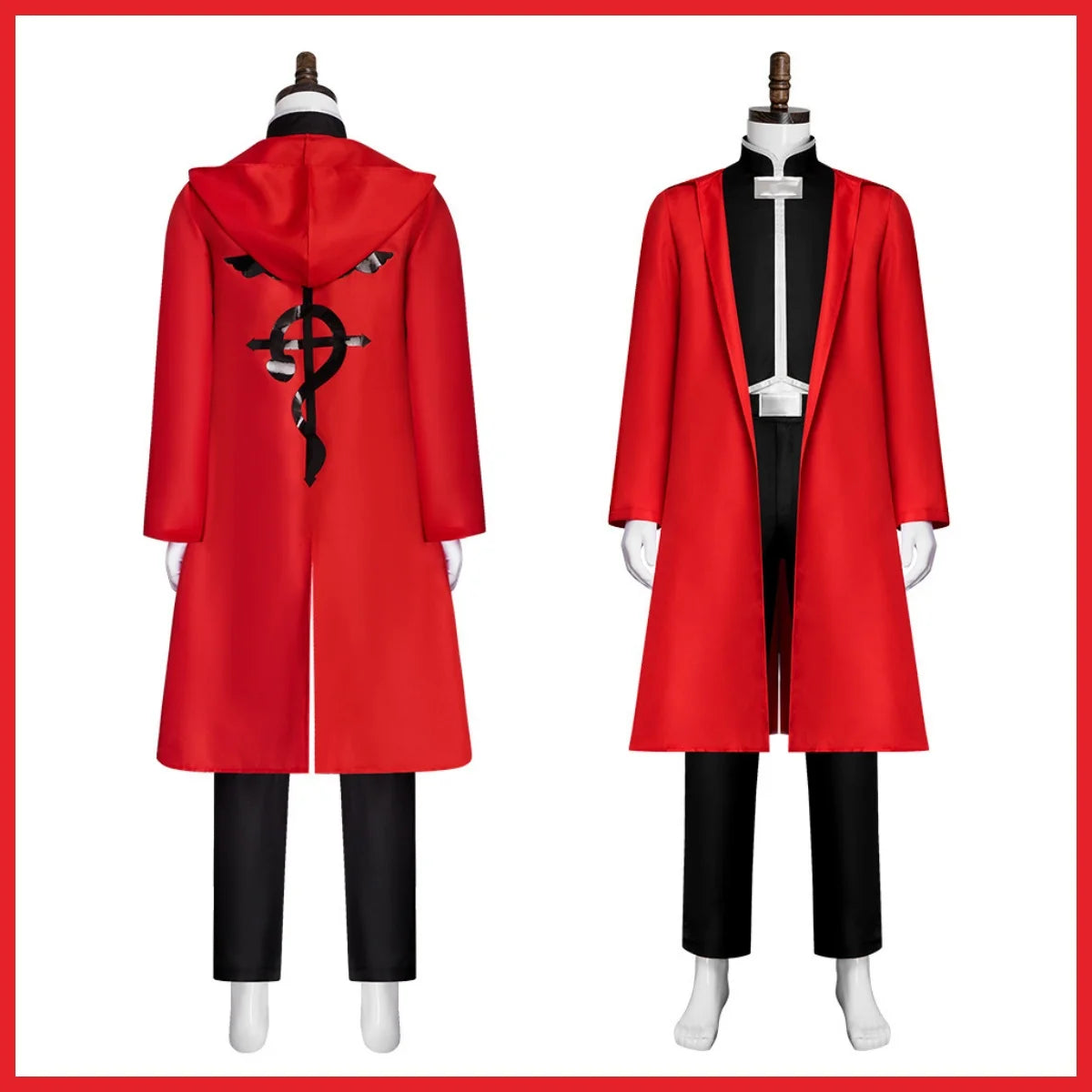 Anime Fullmetal Alchemist Edward Elric Cosplay Costume Red Cloak Coat Uniform Full Set Wig Adult Man Halloween Carnival Suit