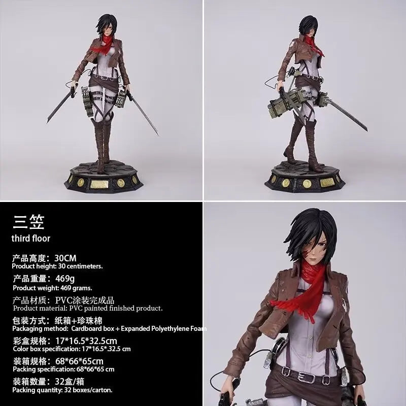 Attack On Titan Mikasa Ackerman Gk Standing Boxed Collectible Anime Statue Figurine Desktop Decoration For Adult Collectors