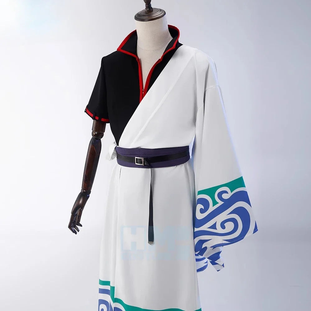 Gintama Anime SakMiGintoki Cosplay Costume, Wig, Kimono, Top, Pants, Body, Convention, Halloween, Christmas Event, Gift