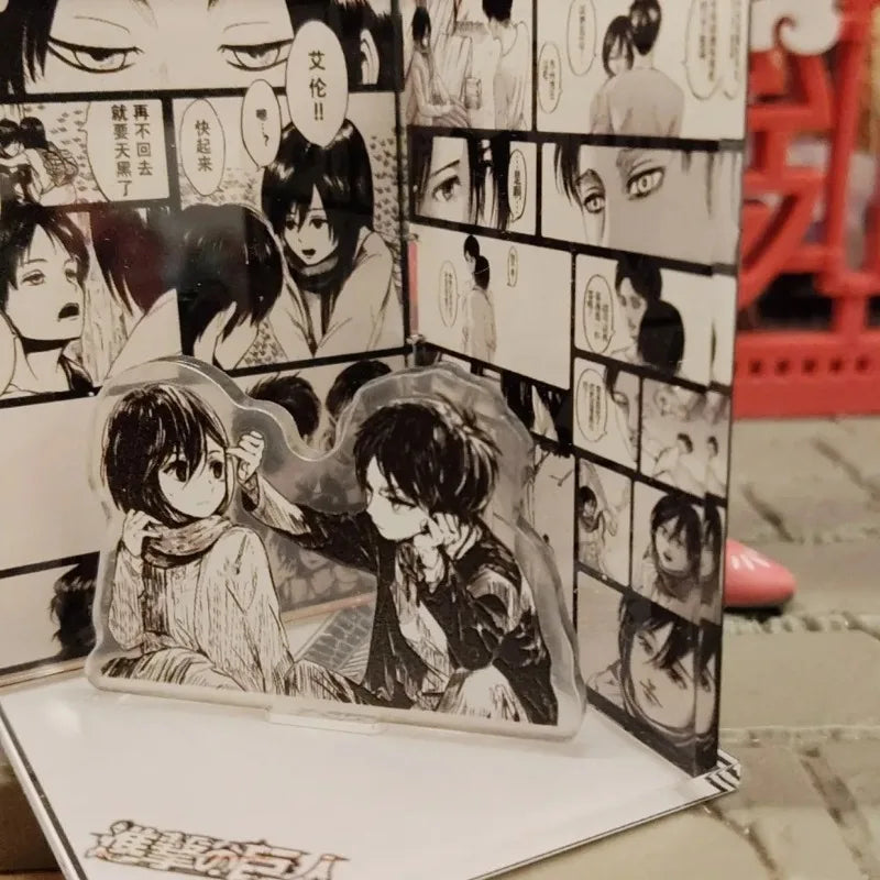 Attack on Titan Acrylic Scene Sign Board Mikasa·Ackerman Eren Jaeger Anime Peripheral Creativity Scene Modeling Desktop Ornament