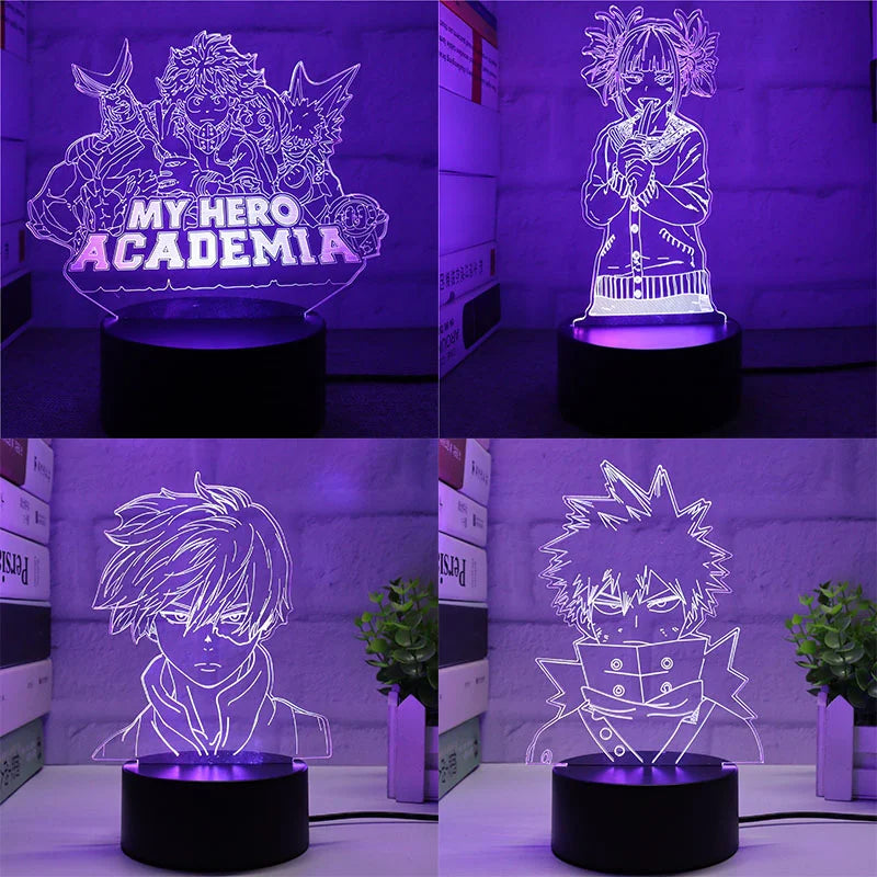 Anime My Heros Academias Led Lamp Acrylic Stand Bakugou Katsuki Action Figure Kawaii Night Light Cosplay Bedroom Decoration Gift