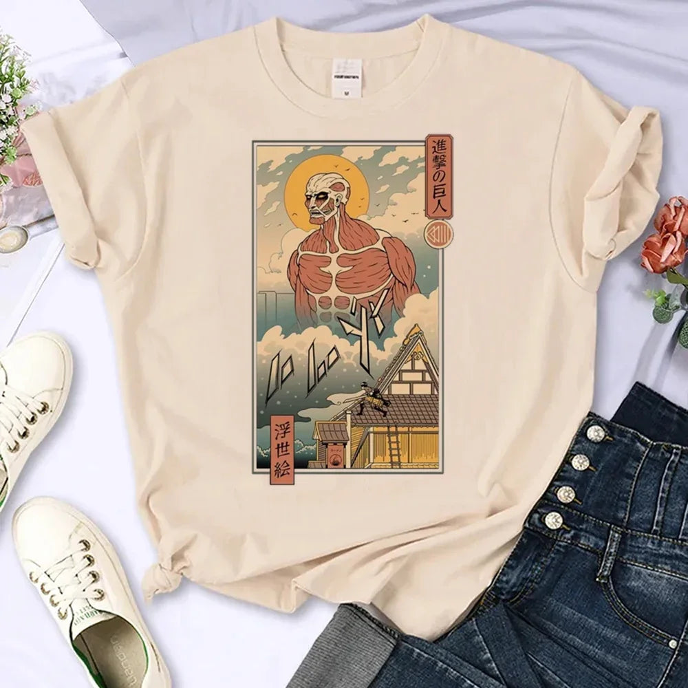Japanese Anime Attack on Titan T-Shirt Men Women Ackerman Mikasa Eren Jaeger Graphics Clothes Unisex Cartoon Tops Tees Male