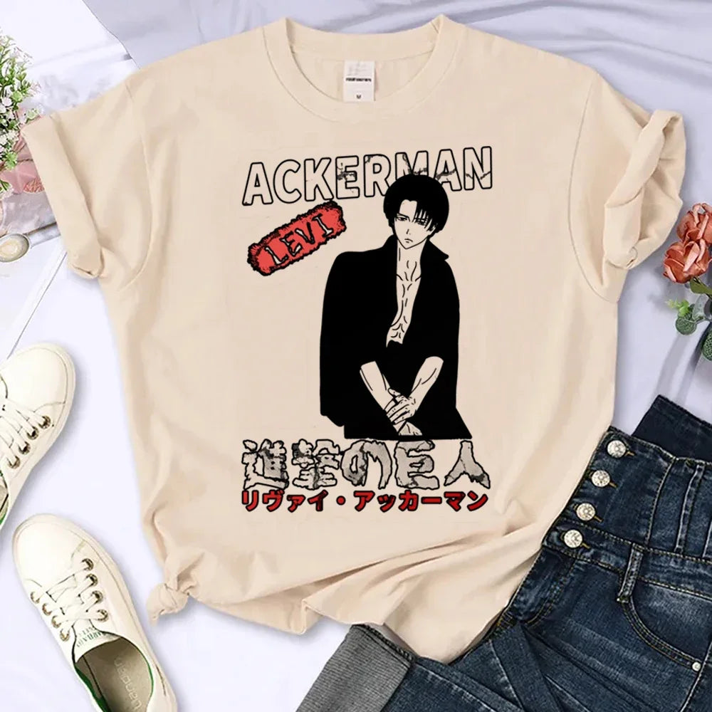 Japanese Anime Attack on Titan T-Shirt Men Women Ackerman Mikasa Eren Jaeger Graphics Clothes Unisex Cartoon Tops Tees Male