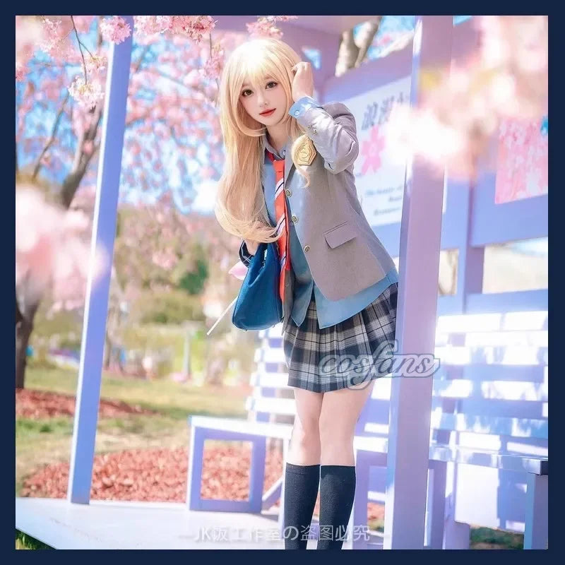 Miyazono Kaori Cosplay Costumes Your Lie in April Arima Kousei Synthetic  Pants Coat Jacket Skirt School