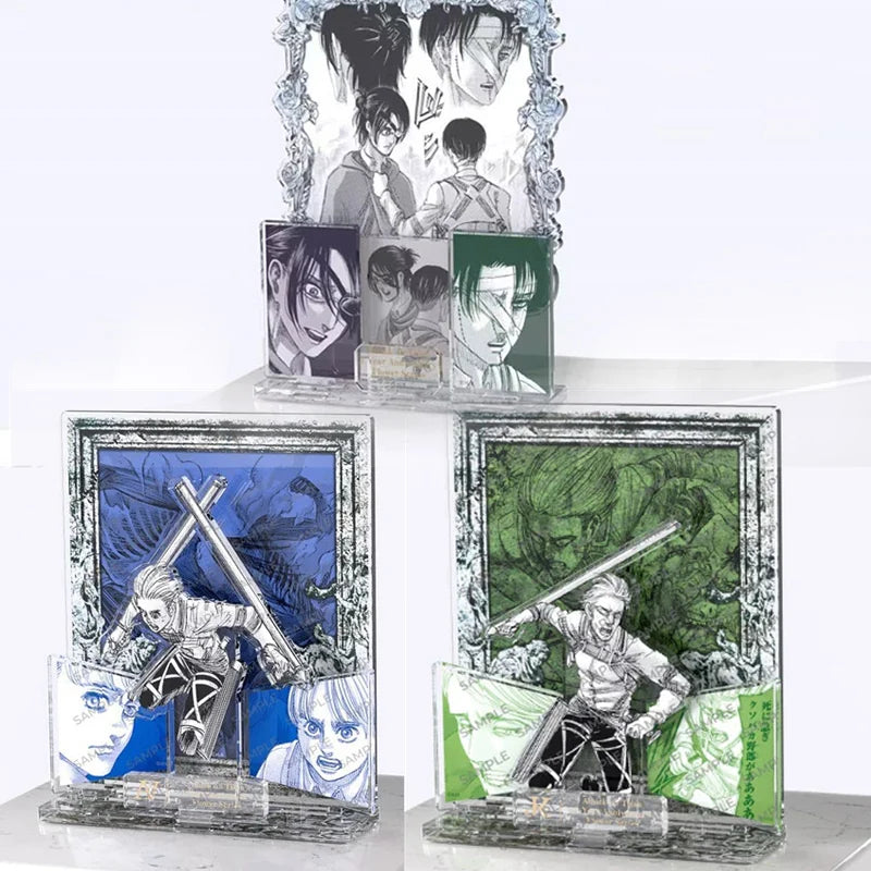 Anime Strike Titan Acrylic Standing Eren Mikasa Levi Erwin Armin Anime Action Figures Wolf Titan Model Decor Toy Statue Ornament