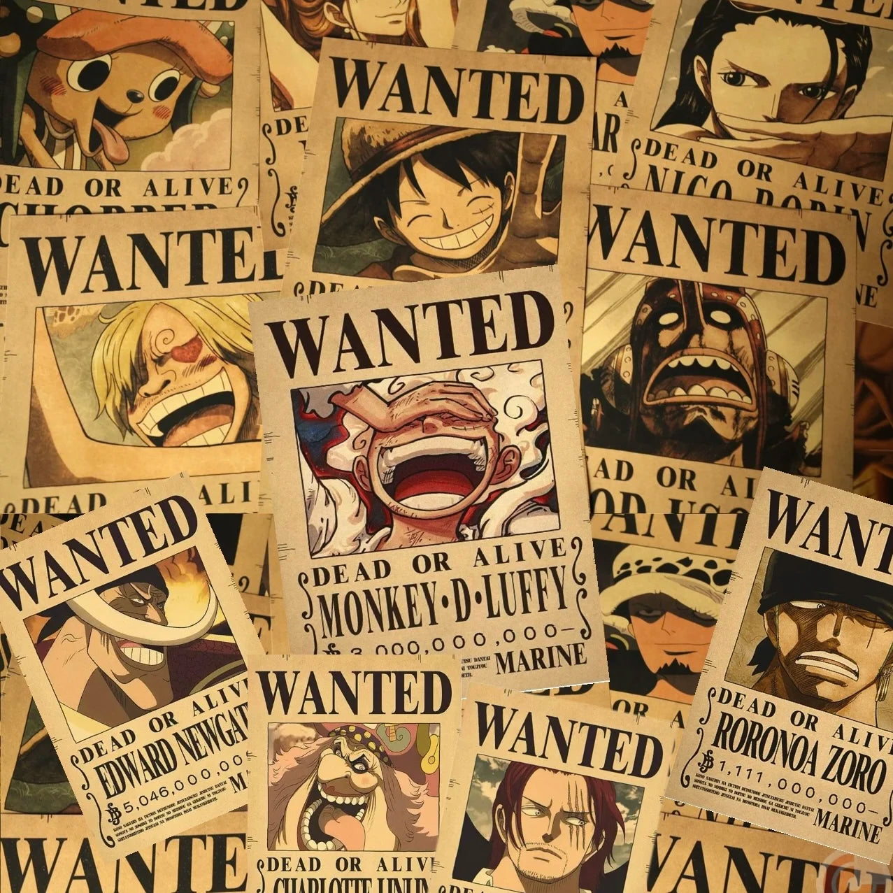 56PCS Anime One Piece Wanted Posters Stickers for Phone Laptop Guitar Car Wall Cool Graffiti Decals Sticker Toy Decor