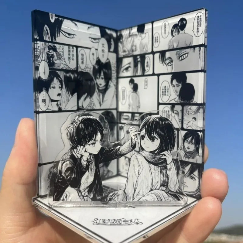 Attack on Titan Acrylic Scene Sign Board Mikasa·Ackerman Eren Jaeger Anime Peripheral Creativity Scene Modeling Desktop Ornament