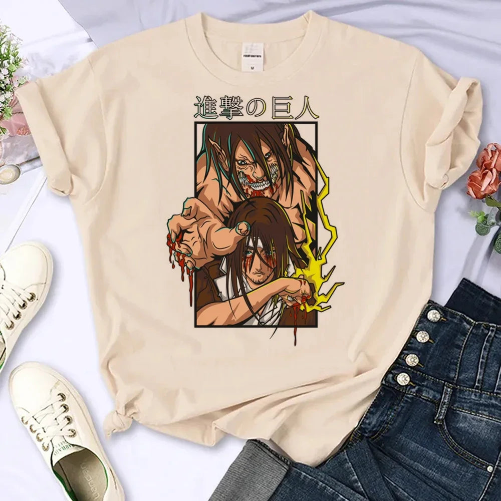 Japanese Anime Attack on Titan T-Shirt Men Women Ackerman Mikasa Eren Jaeger Graphics Clothes Unisex Cartoon Tops Tees Male