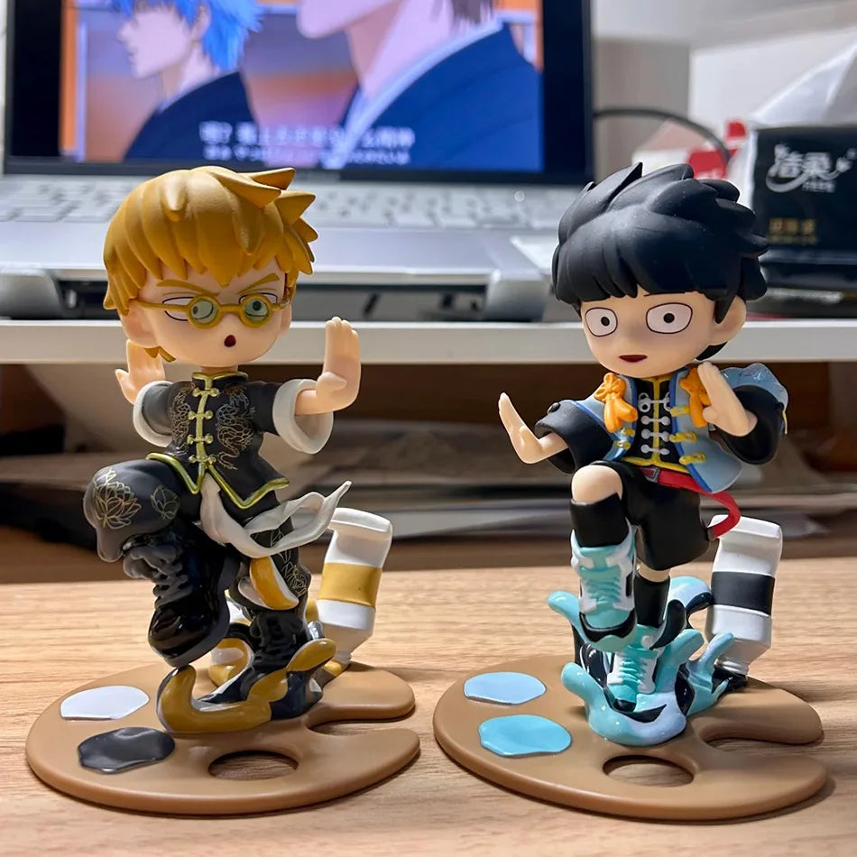 Mob Psycho 100 Anime Figures Gk Reigen Arataka Q Edition Kawaii Sitting Palm Series Model Doll Desktop Ornament Collectible Gift