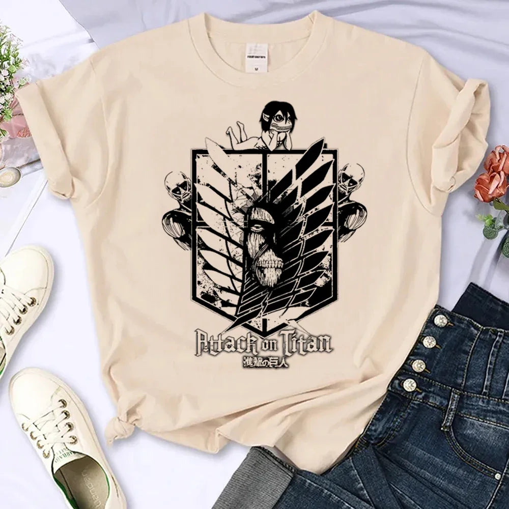 Japanese Anime Attack on Titan T-Shirt Men Women Ackerman Mikasa Eren Jaeger Graphics Clothes Unisex Cartoon Tops Tees Male