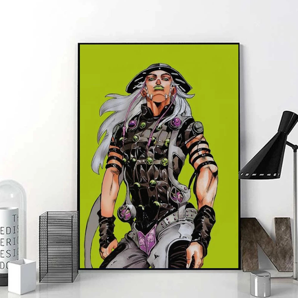 Japanese Anime Steel Ball Run Poster Print Gyro Zeppeli JoJo's Bizarre Adventure Poster Comics Wall Art Canvas Painting Decor