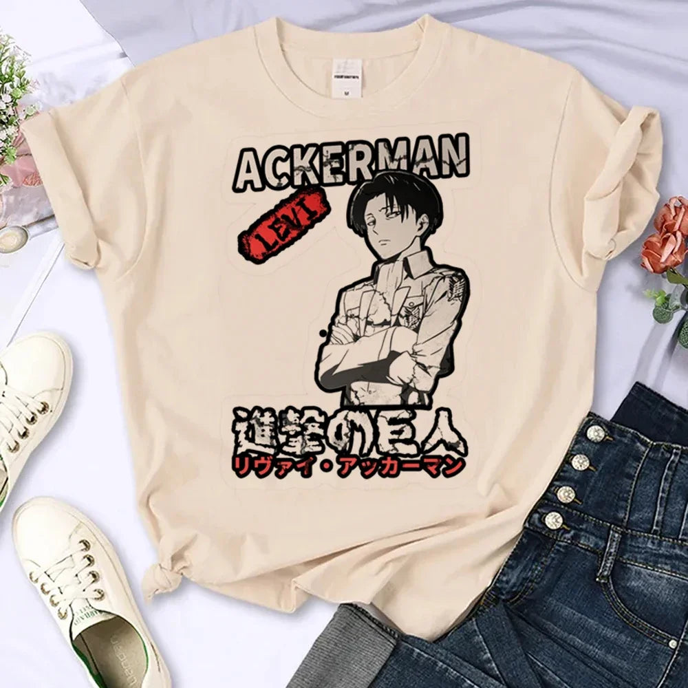 Japanese Anime Attack on Titan T-Shirt Men Women Ackerman Mikasa Eren Jaeger Graphics Clothes Unisex Cartoon Tops Tees Male