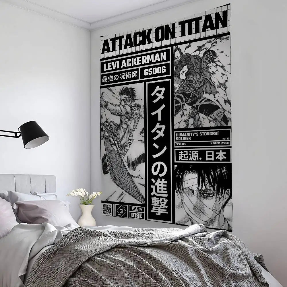 A-Attack On Manga T-Titan Tapestry Bedroom Living Bar Garden Outdoor Microfiber festival Decoration Background Art Banner