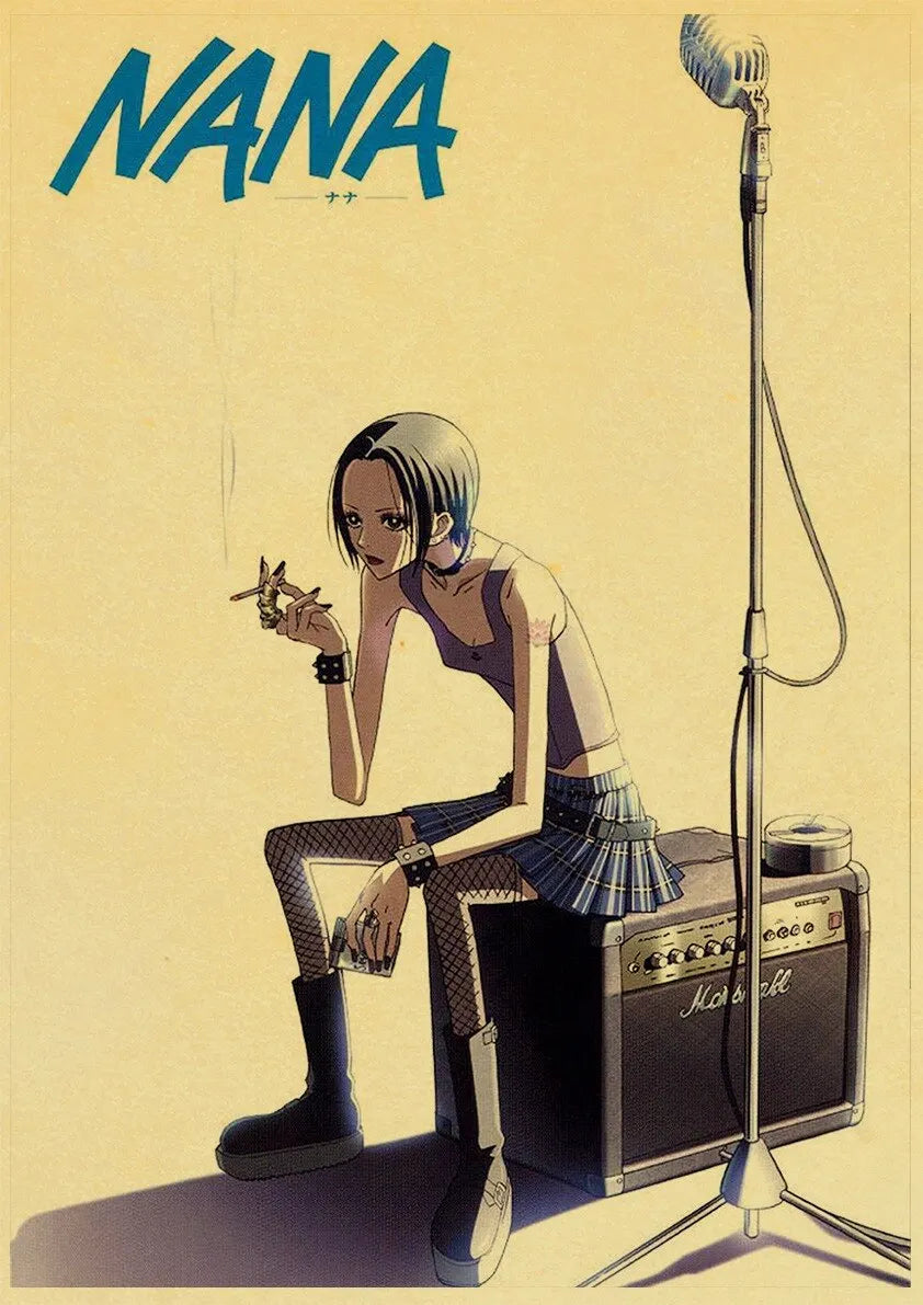 NANA Anime Canvas Poster  Vintage Japanese Comic Art for Living Room Bar Caf Wall Dcor