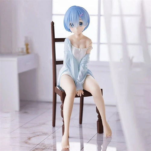 17cm Re Zero Rem Figure Sitting Chair PVC Anime Model For Collectible Desk Decoration Gift