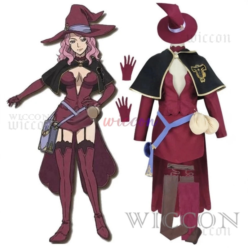 Anime Black & Clover Vanessa Enoteca Cosplay Costume Wig Hat Gloves Uniform Dress Suit for Adult Women