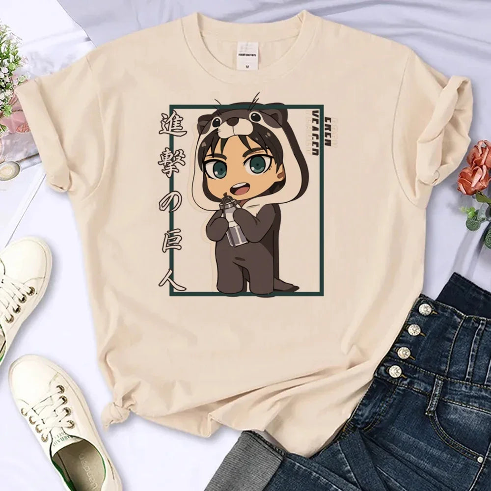 Japanese Anime Attack on Titan T-Shirt Men Women Ackerman Mikasa Eren Jaeger Graphics Clothes Unisex Cartoon Tops Tees Male