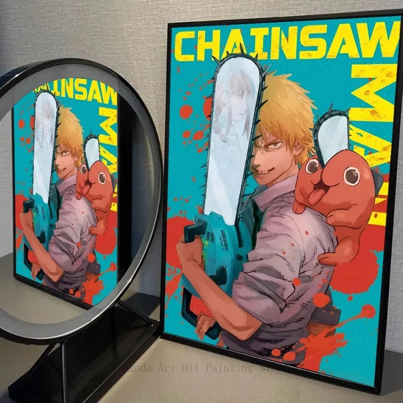 1PC Anime Chainsaw Man Poster Canvas Coffee House Bar Room Wall Decor