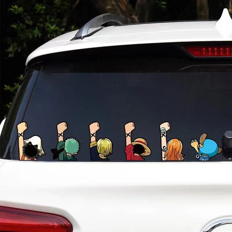 1Pcs Anime One Piece Stickers Cartoon Luffy Joe Bassolo Back Car Rear Window Scratch Stickers Reflective Waterproof Stickers