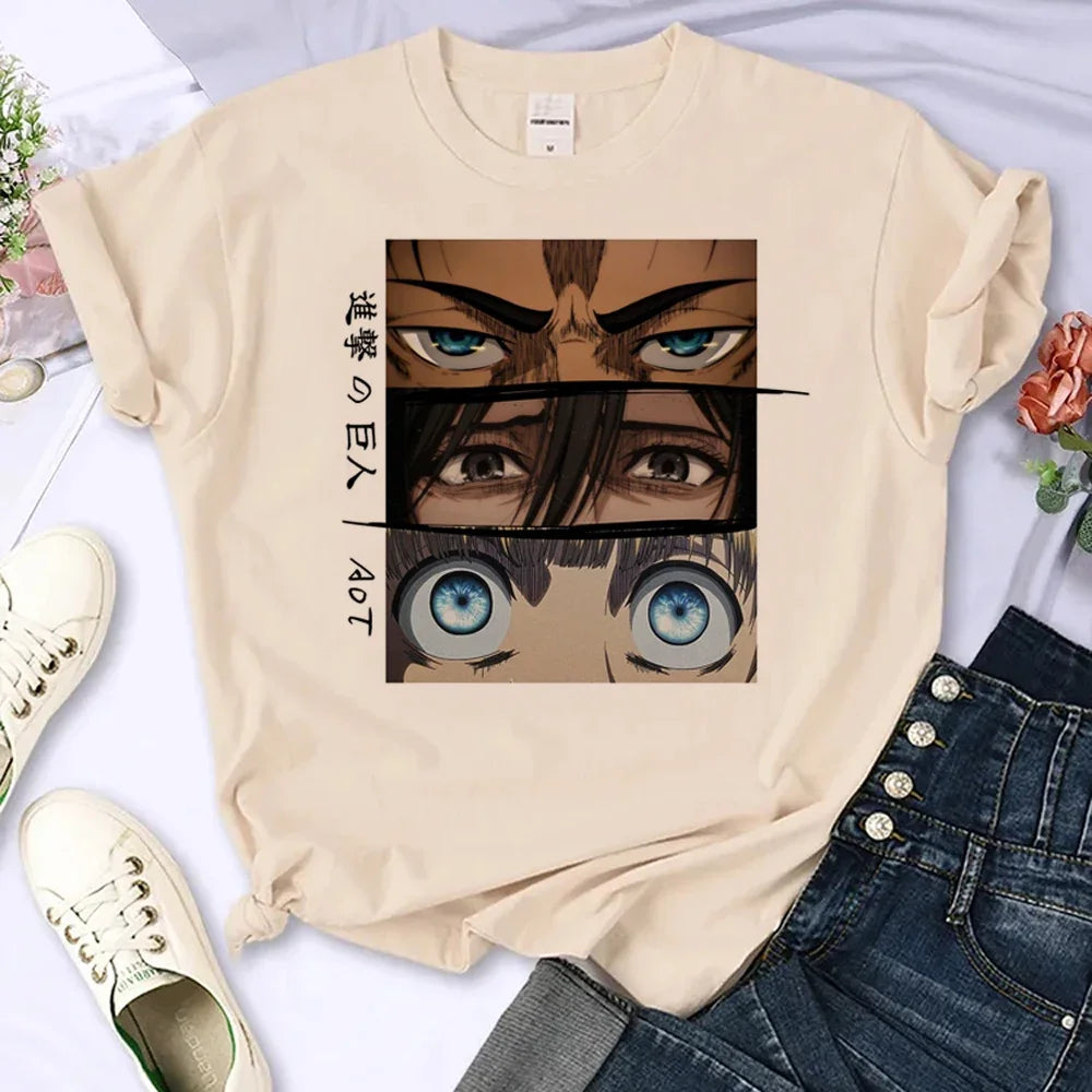 Japanese Anime Attack on Titan T-Shirt Men Women Ackerman Mikasa Eren Jaeger Graphics Clothes Unisex Cartoon Tops Tees Male