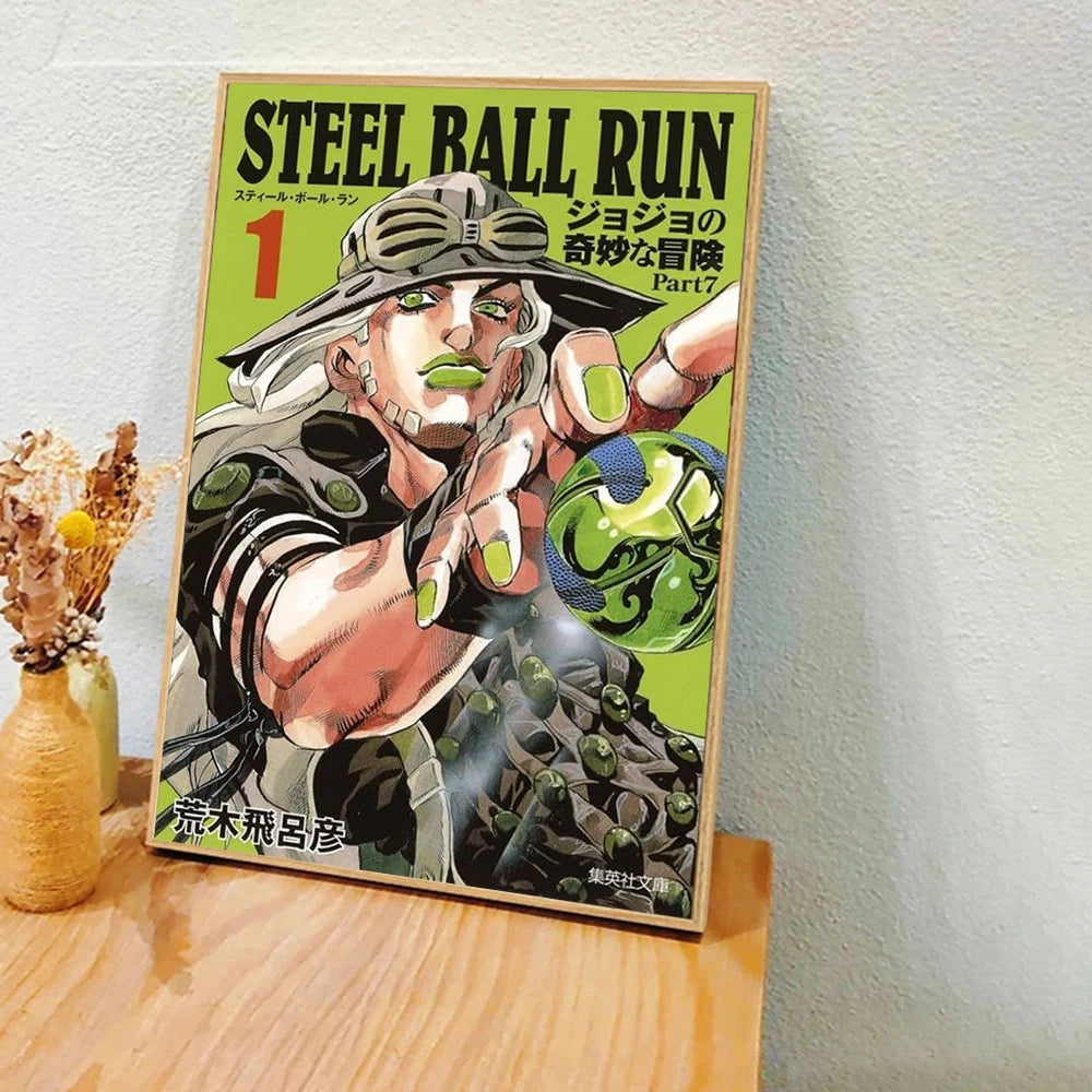 Japanese Anime Steel Ball Run Poster Print Gyro Zeppeli JoJo's Bizarre Adventure Poster Comics Wall Art Canvas Painting Decor
